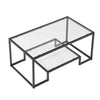 VEVOR Coffee Table, Modern Tempered Glass Coffee Table, 2 Tiers Rectangle Glass Center Desk with Open Storage, Minimalist Sturdy Metal Frame Accent End Desk for Living Room, Office, Easy Assembly