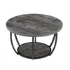 VEVOR Coffee Table, Modern Round Coffee Table, 2 Tiers Wooden Circle Center Desk with Open Storage, Minimalist Sturdy Metal Frame Accent End Desk for Living Room, Office, Easy Assembly, Grey