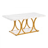 VEVOR Coffee Table, Modern Faux Marble Coffee Table, 2-Tier Rectangle Center Desk with Geometric Legs, Minimalist Sturdy Metal Frame Accent End Desk for Living Room, Office, Easy Assembly, White