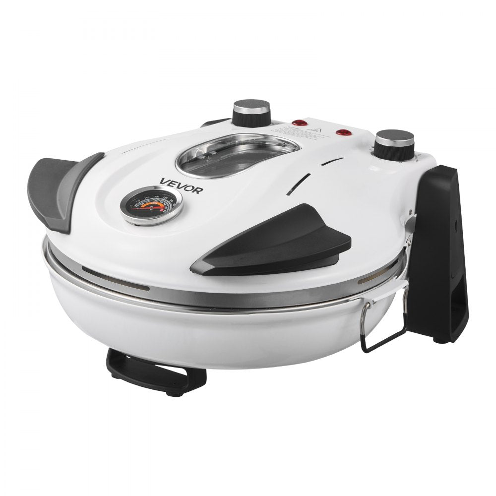 VEVOR Pizza Oven, 12 in Electric Pizza Maker, 1200W Electric Pizzas Cooker with Cordierite Stone, 5-Mode Temperature Control, Viewing Window for Precise Cooking, Heats up to 788 ˚F, for Home (White)