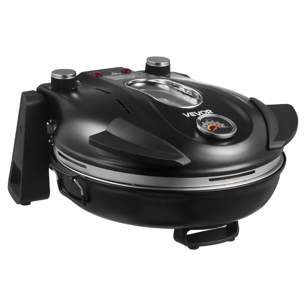 VEVOR Pizza Oven, 12 in Electric Pizza Maker, 1200W Electric Pizzas Cooker with Cordierite Stone, 5-Mode Temperature Control, Viewing Window for Precise Cooking, Heats up to 788 ˚F, for Home (Black)