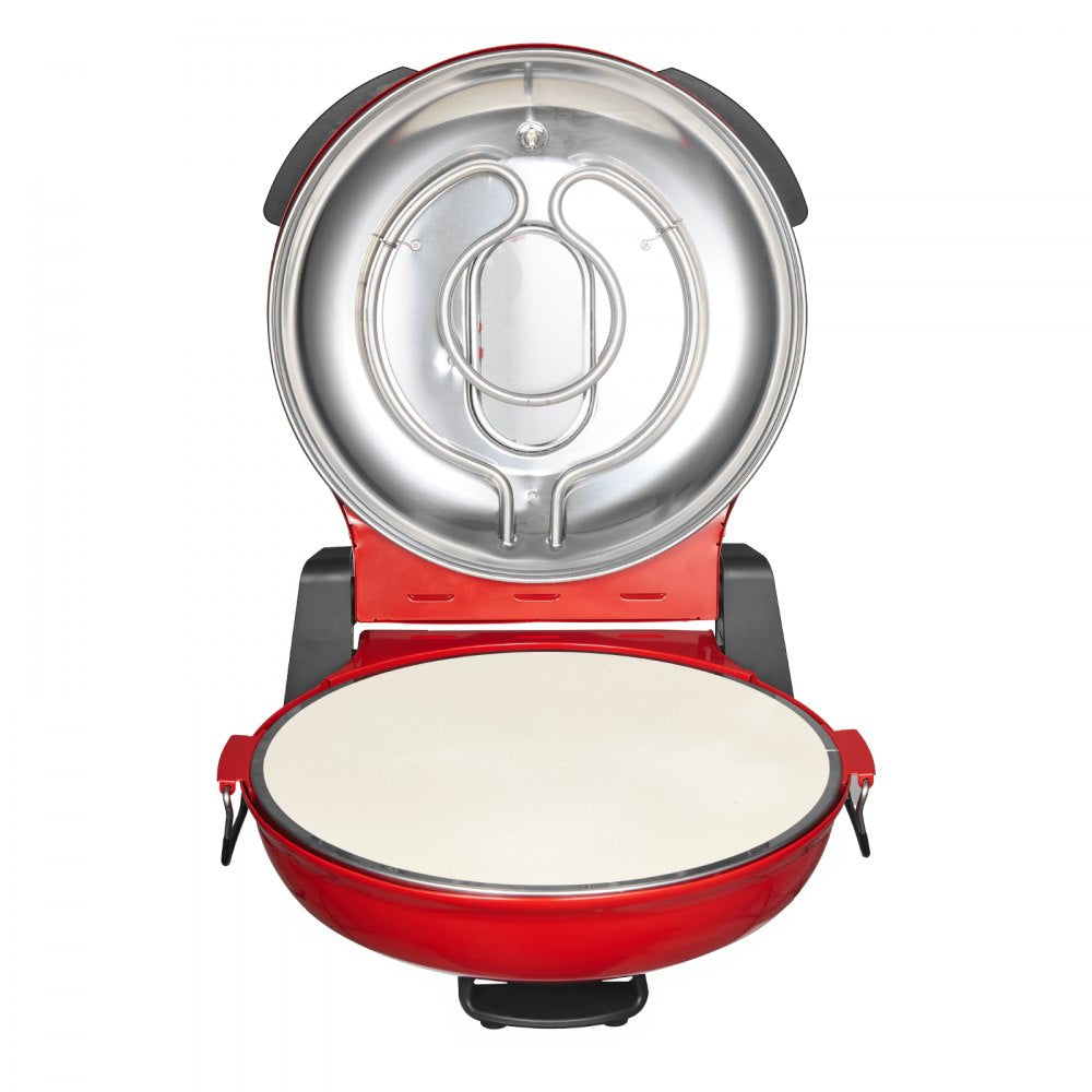 VEVOR Pizza Oven, 12 in Electric Pizza Maker, 1200W Electric Pizzas Cooker with Cordierite Stone, 5-Mode Temperature Control, Viewing Window for Precise Cooking, Heats up to 788 ˚F, for Home (Red)