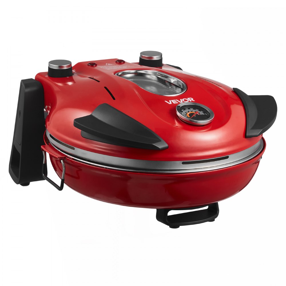 VEVOR Pizza Oven, 12 in Electric Pizza Maker, 1200W Electric Pizzas Cooker with Cordierite Stone, 5-Mode Temperature Control, Viewing Window for Precise Cooking, Heats up to 788 ˚F, for Home (Red)