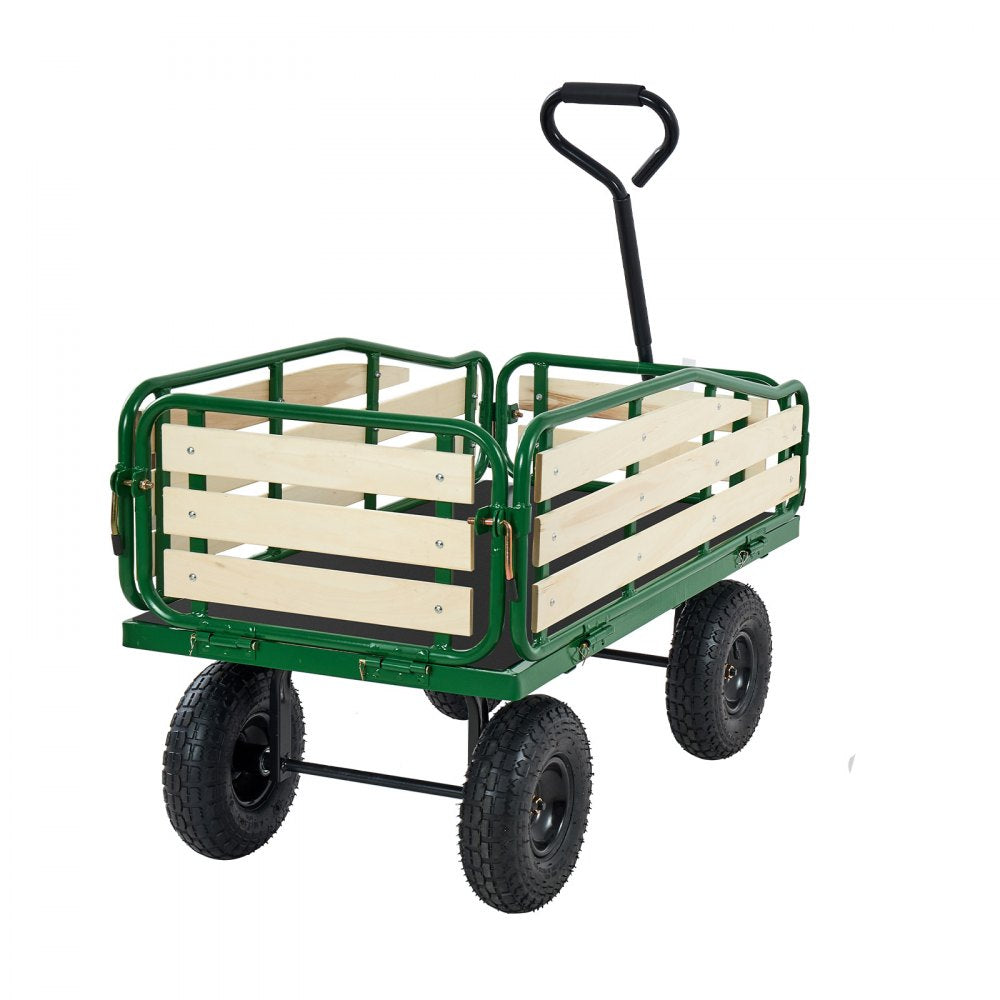 VEVOR Pull-Along Wagon for Kids, 39 in Toddler Wagons with Foldable Wooden Panel & Handle, Supports up to 551 lbs, 10" All-Terrain Tires, Utility Wagon Cart Birthday Present for Kids Gardening Beach