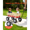 VEVOR Pull-Along Wagon for Kids, 39 inch Toddler Wagons with Wooden Panels & Handle, Supports up to 330 lbs, All-Terrain Utility Wagon Cart Birthday Present for Kids Gardening Beach, Red