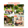 VEVOR Pull-Along Wagon for Kids, 39 inch Toddler Wagons with Wooden Panels & Handle, Supports up to 330 lbs, All-Terrain Utility Wagon Cart Birthday Present for Kids Gardening Beach, Red