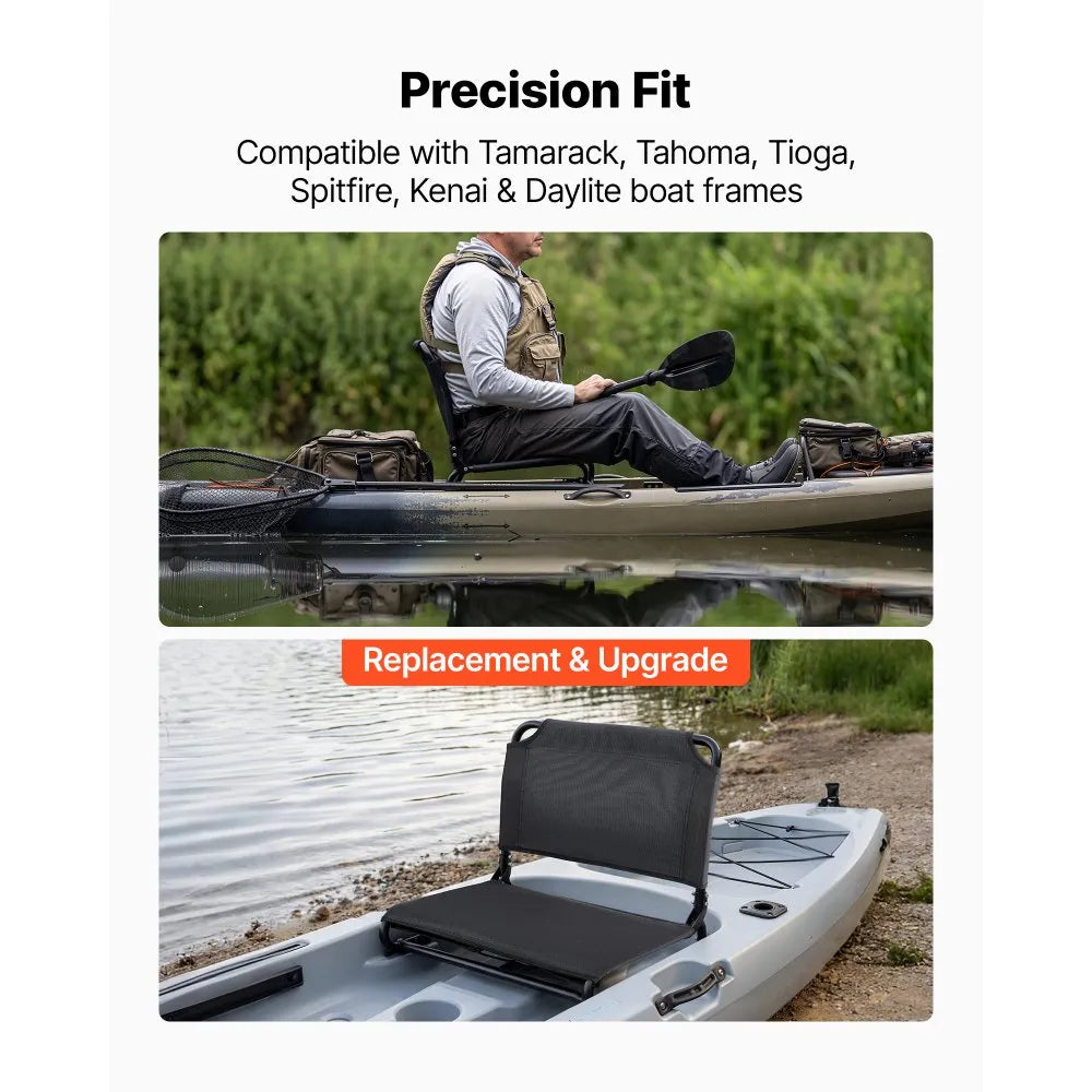 VEVOR Kayak Seat, Folding Kayak Seat with Comfortable Back Support, Aluminum Alloy Frame & 600D Oxford Fabric, Easy Assembly for Paddling, Fishing and Recreational Kayaking