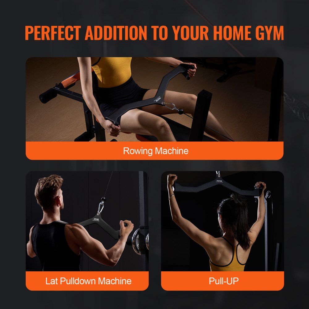 VEVOR LAT Pulldown Attachment, Cable Machine Rowing V-bar Attachment, Tricep Pull Down Bar, Back Strength Training Rubber Coated Handle Grip, Bicep Curl Tricep Lat Pulldown Bar for Home Gym Fitness