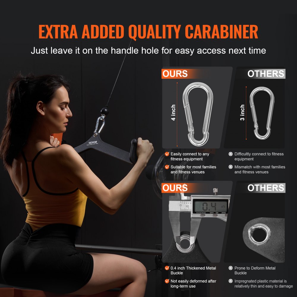 VEVOR LAT Pulldown Attachment, Cable Machine Rowing V-bar Attachment, Tricep Pull Down Bar, Back Strength Training Rubber Coated Handle Grip, Bicep Curl Tricep Lat Pulldown Bar for Home Gym Fitness