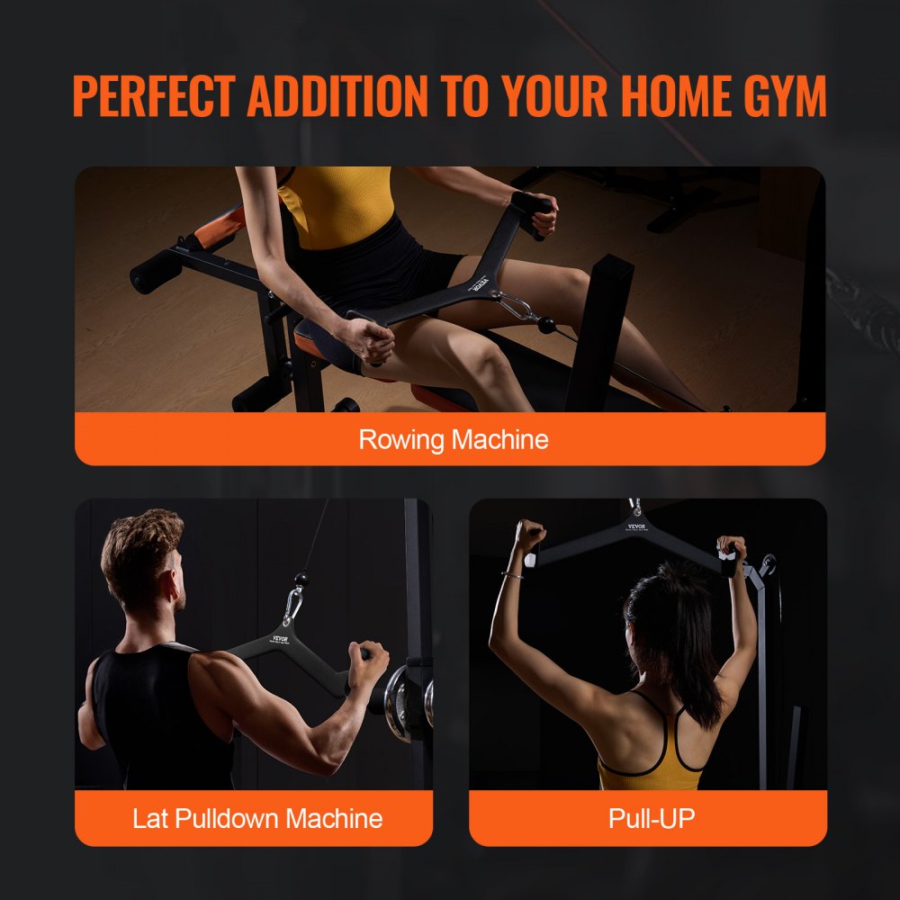 VEVOR LAT Pulldown Attachment, Cable Machine Rowing V-bar Attachment, Tricep Pull Down Bar, Back Strength Training Rubber Coated Handle Grip, Bicep Curl Tricep Lat Pulldown Bar for Home Gym Fitness