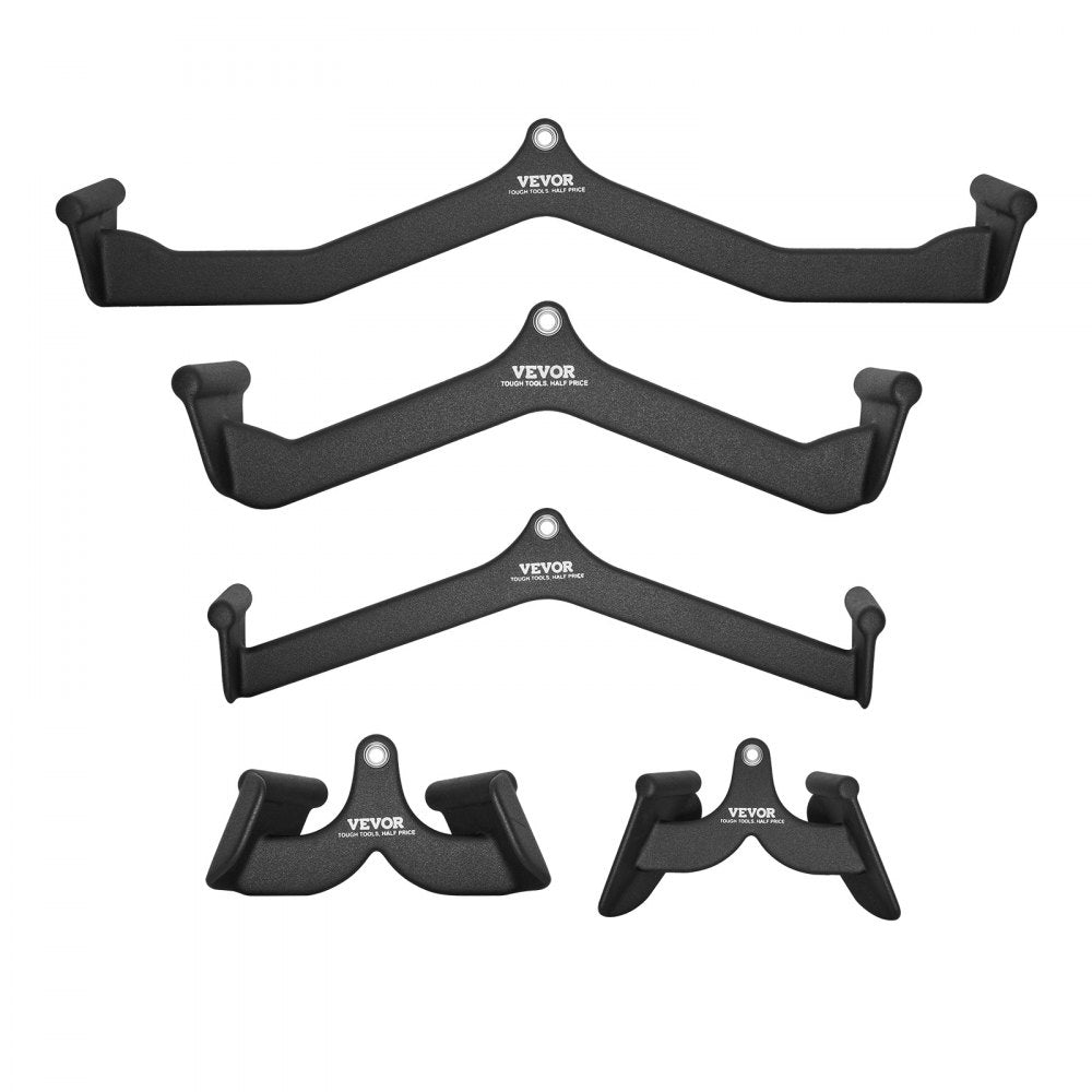 VEVOR LAT Pulldown Attachments, Cable Machine Rowing T-bar V-bar 5 Set, Tricep Pull Down Bar, Back Strength Training Rubber Coated Handle Grip, Bicep Curl Tricep Lat Pulldown Bar for Home Gym Fitness