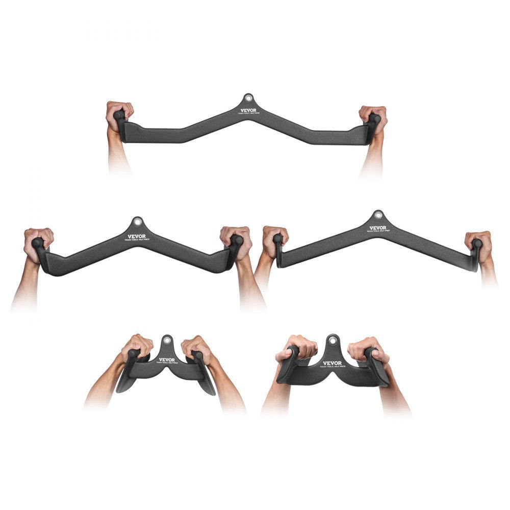 VEVOR LAT Pulldown Attachments, Cable Machine Rowing T-bar V-bar 5 Set, Tricep Pull Down Bar, Back Strength Training Rubber Coated Handle Grip, Bicep Curl Tricep Lat Pulldown Bar for Home Gym Fitness