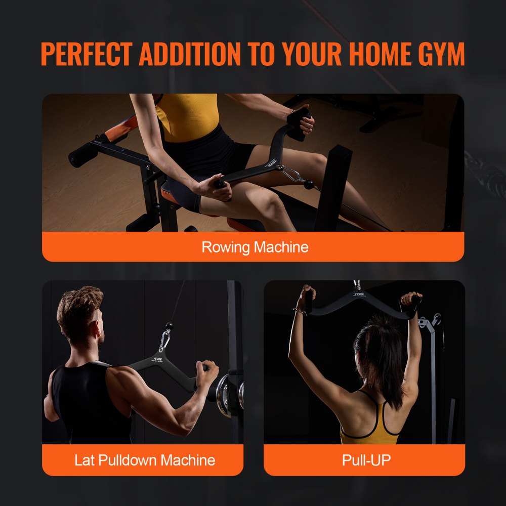 VEVOR LAT Pulldown Attachment, Cable Machine Rowing V-bar Attachment, Tricep Pull Down Bar, Back Strength Training Rubber Coated Handle Grip, Bicep Curl Tricep Lat Pulldown Bar for Home Gym Fitness