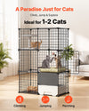 VEVOR Cat Cage 3-Tier 28"x17.91"x40.98" DIY Cat Playpen with Litter Box, Indoor Enclosure Detachable Metal Wire Kennel Crate, Large Exercise Place Ideal for 1-2 Cats, Kittens and Small Animals, Black