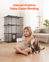 VEVOR Cat Cage 3-Tier 28"x17.91"x40.98" DIY Cat Playpen with Litter Box, Indoor Enclosure Detachable Metal Wire Kennel Crate, Large Exercise Place Ideal for 1-2 Cats, Kittens and Small Animals, Black