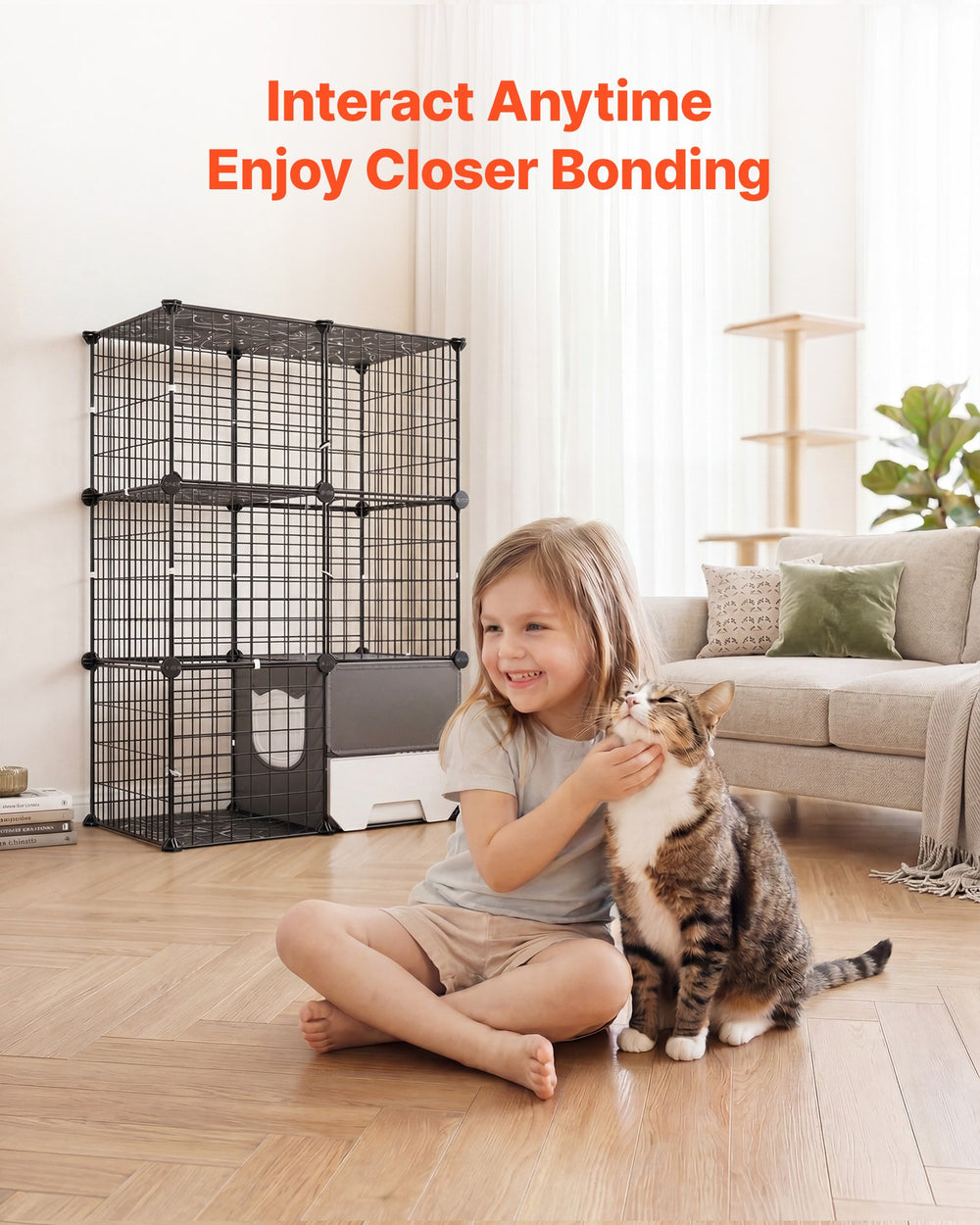 VEVOR Cat Cage 3-Tier 28"x17.91"x40.98" DIY Cat Playpen with Litter Box, Indoor Enclosure Detachable Metal Wire Kennel Crate, Large Exercise Place Ideal for 1-2 Cats, Kittens and Small Animals, Black