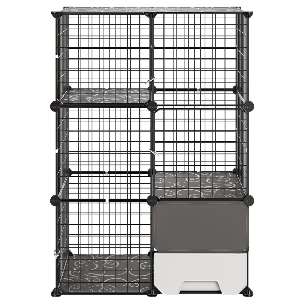 VEVOR Cat Cage 3-Tier 28"x17.91"x40.98" DIY Cat Playpen with Litter Box, Indoor Enclosure Detachable Metal Wire Kennel Crate, Large Exercise Place Ideal for 1-2 Cats, Kittens and Small Animals, Black