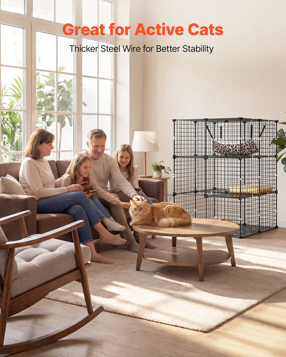 VEVOR Cat Cage 3-Tier 27.99"x27.99"x40.98" DIY Cat Playpen with Hammock, Indoor Enclosure Detachable Metal Wire Kennel Crate, Large Exercise Place Ideal for 1-2 Cats, Kittens and Small Animals, Black