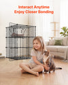 VEVOR Cat Cage 3-Tier 27.99"x27.99"x40.98" DIY Cat Playpen with Hammock, Indoor Enclosure Detachable Metal Wire Kennel Crate, Large Exercise Place Ideal for 1-2 Cats, Kittens and Small Animals, Black