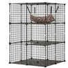 VEVOR Cat Cage 3-Tier 27.99"x27.99"x40.98" DIY Cat Playpen with Hammock, Indoor Enclosure Detachable Metal Wire Kennel Crate, Large Exercise Place Ideal for 1-2 Cats, Kittens and Small Animals, Black