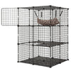 VEVOR Cat Cage 3-Tier 27.99"x27.99"x40.98" DIY Cat Playpen with Hammock, Indoor Enclosure Detachable Metal Wire Kennel Crate, Large Exercise Place Ideal for 1-2 Cats, Kittens and Small Animals, Black
