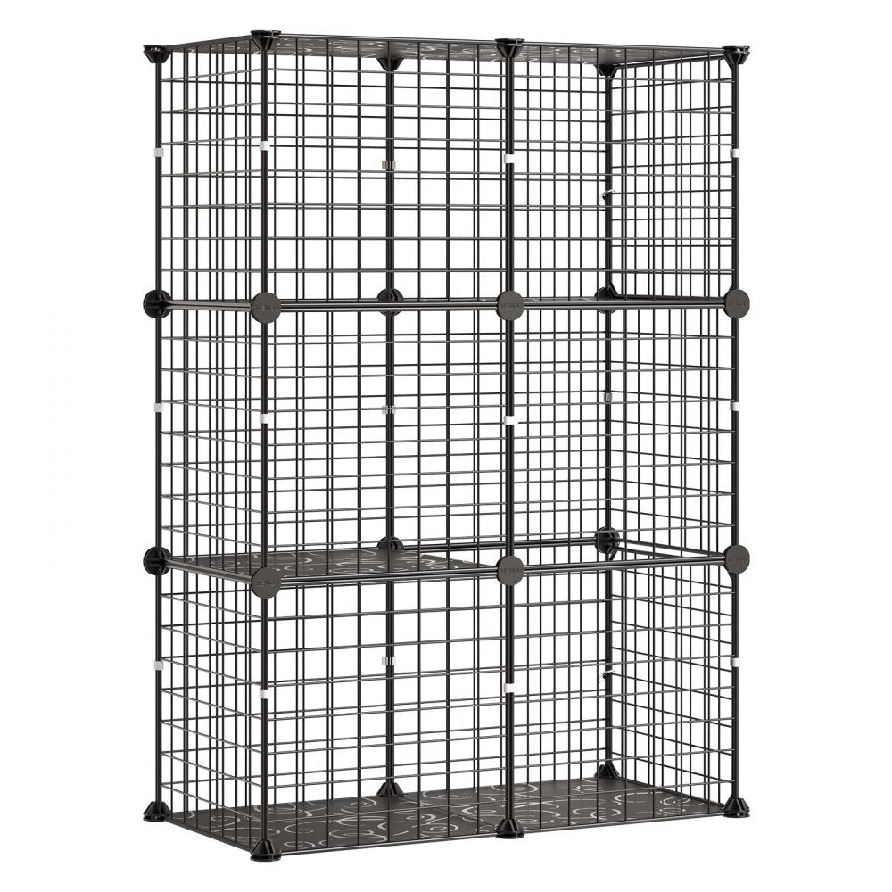 VEVOR Cat Cage 3-Tier 28"x13.98"x40.98" DIY Cat Playpen Indoor Enclosure, Detachable Metal Wire Kennel Crate, Large Exercise Place Ideal for 1-2 Cats, Kittens, Rabbits, Ferrets & Small Animals, Black