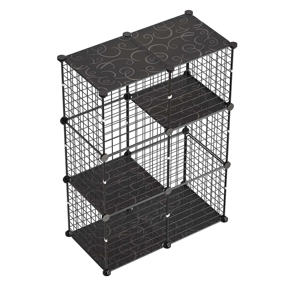 VEVOR Cat Cage 3-Tier 28"x13.98"x40.98" DIY Cat Playpen Indoor Enclosure, Detachable Metal Wire Kennel Crate, Large Exercise Place Ideal for 1-2 Cats, Kittens, Rabbits, Ferrets & Small Animals, Black
