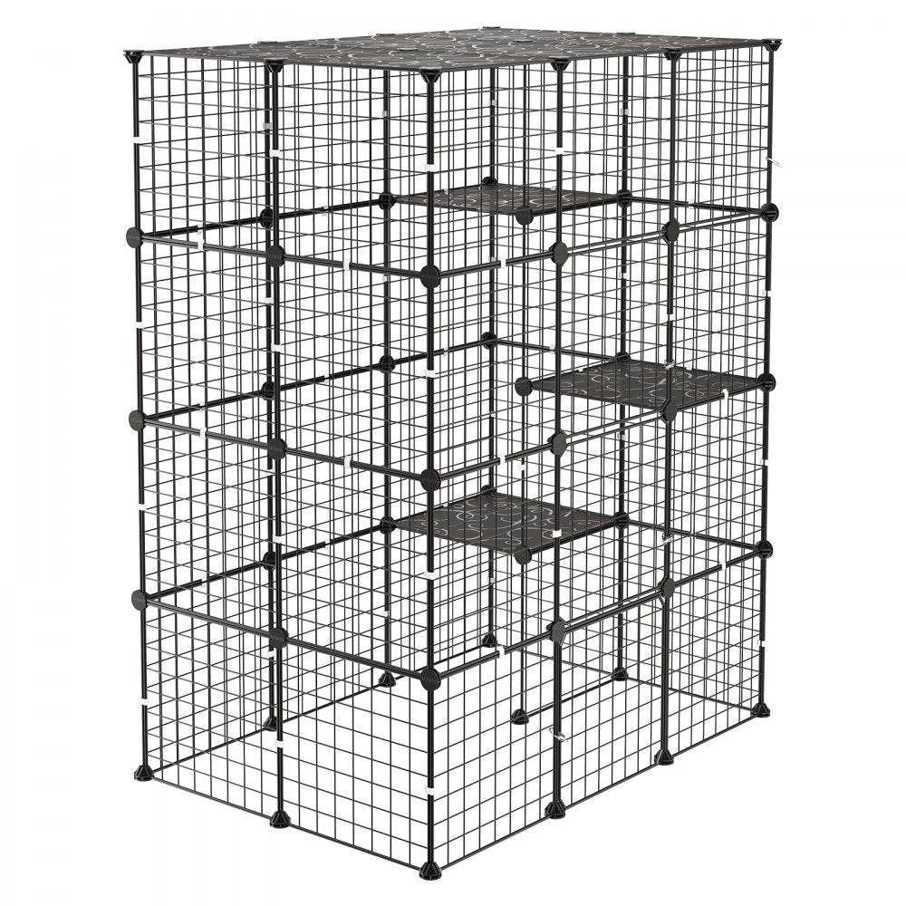VEVOR Cat Cage 4-Tier 40.98"x27.99"x55" DIY Cat Playpen Indoor Enclosure, Detachable Metal Wire Kennel Crate with 4 Doors, Large Exercise Place Ideal for 1-2 Cats, Kittens and Small Animals, Black