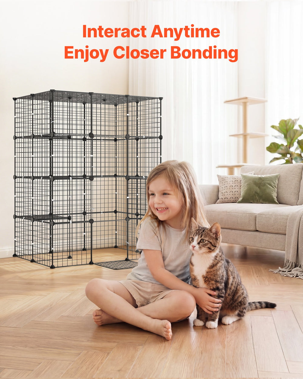 VEVOR Cat Cage 4-Tier 40.98"x27.99"x55" DIY Cat Playpen Indoor Enclosure, Detachable Metal Wire Kennel Crate with 4 Doors, Large Exercise Place Ideal for 1-2 Cats, Kittens and Small Animals, Black