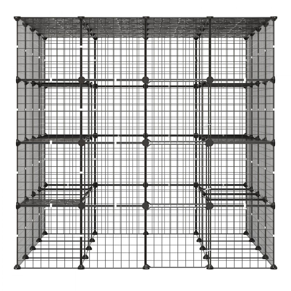 VEVOR Cat Cage 4-Tier 55"x55"x55" Large DIY Cat Playpen Indoor Enclosure, Detachable Metal Wire Kennel Crate with 3 Doors & Locks, Exercise Place Ideal for 2-3 Cats, Kittens and Small Animals, Black