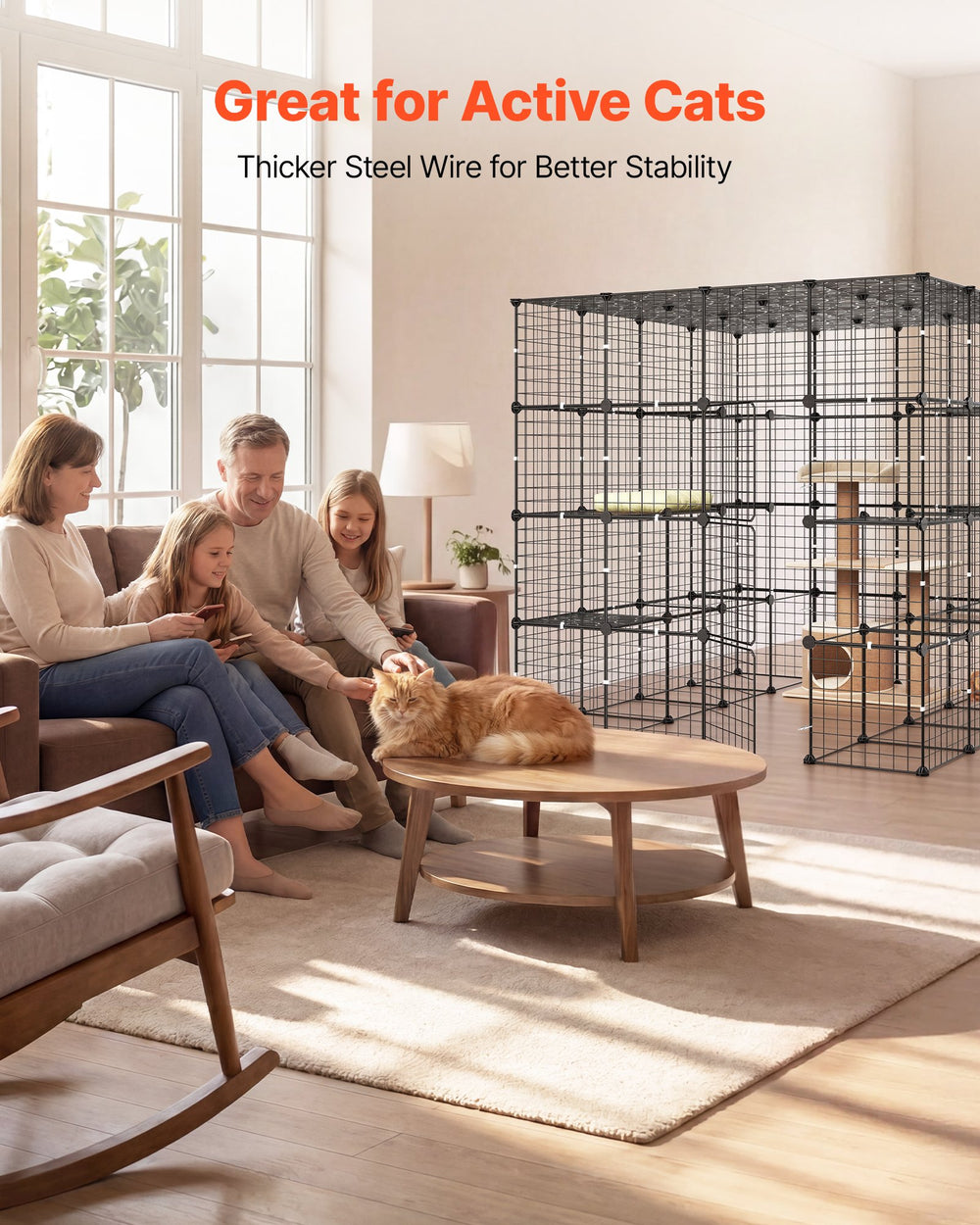 VEVOR Cat Cage 4-Tier 55"x55"x55" Large DIY Cat Playpen Indoor Enclosure, Detachable Metal Wire Kennel Crate with 3 Doors & Locks, Exercise Place Ideal for 2-3 Cats, Kittens and Small Animals, Black
