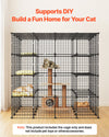 VEVOR Cat Cage 4-Tier 55"x55"x55" Large DIY Cat Playpen Indoor Enclosure, Detachable Metal Wire Kennel Crate with 3 Doors & Locks, Exercise Place Ideal for 2-3 Cats, Kittens and Small Animals, Black