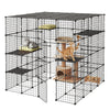 VEVOR Cat Cage 4-Tier 55"x55"x55" Large DIY Cat Playpen Indoor Enclosure, Detachable Metal Wire Kennel Crate with 3 Doors & Locks, Exercise Place Ideal for 2-3 Cats, Kittens and Small Animals, Black