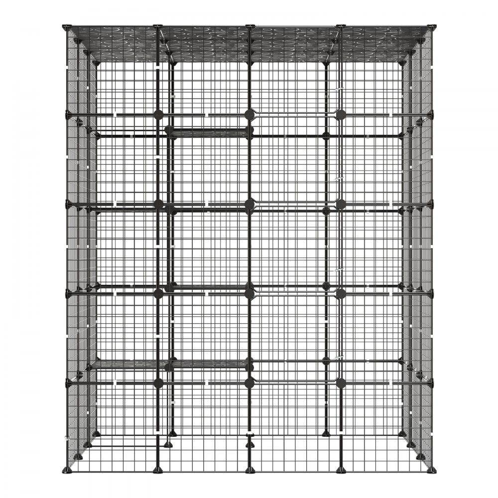 VEVOR Cat Cage 5-Tier 55"x40.98"x68.98" DIY Cat Playpen Indoor Enclosure, Detachable Metal Wire Kennel Crate with 5 Doors, Large Exercise Place Ideal for 2-3 Cats, Kittens and Small Animals, Black