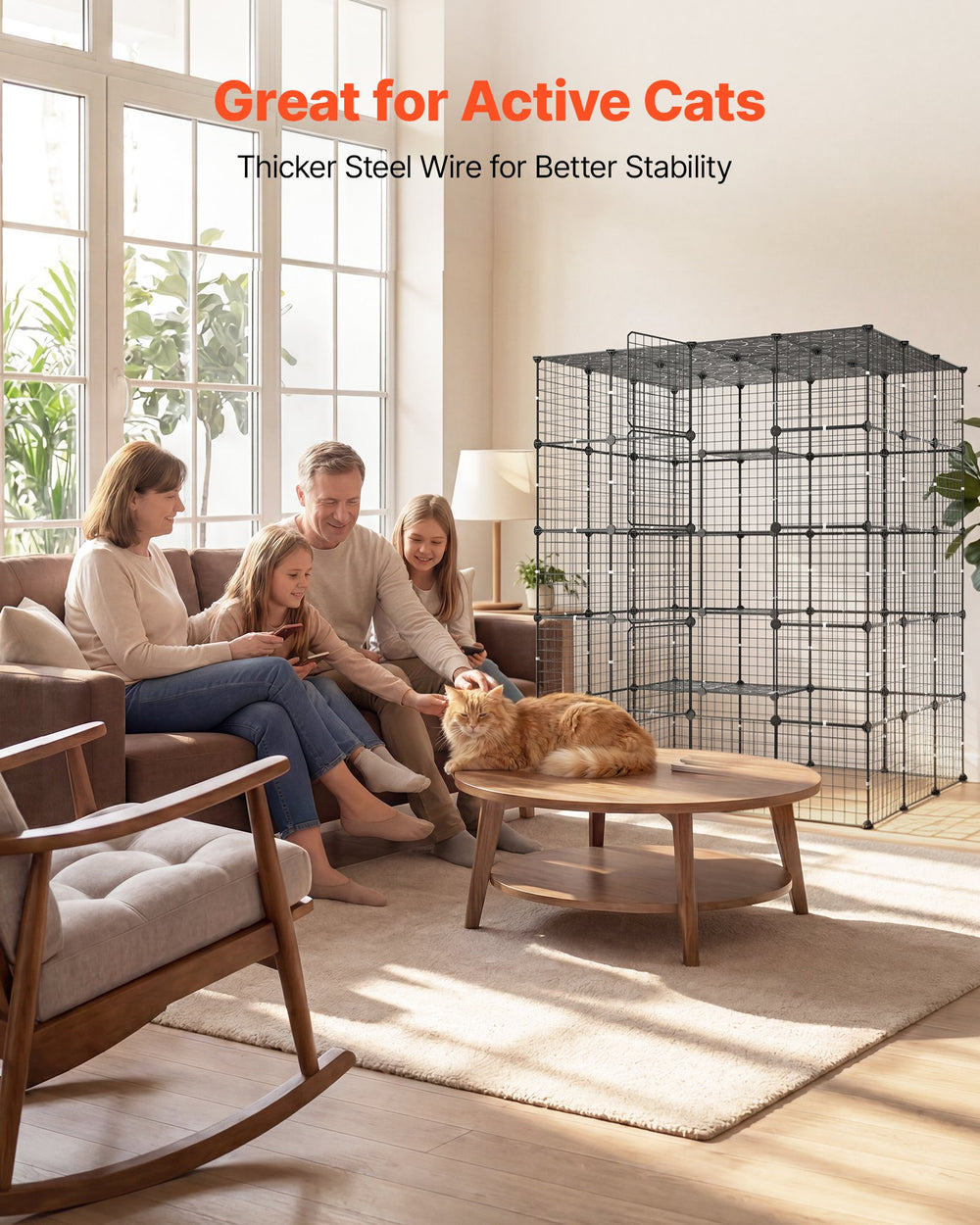 VEVOR Cat Cage 5-Tier 55"x40.98"x68.98" DIY Cat Playpen Indoor Enclosure, Detachable Metal Wire Kennel Crate with 5 Doors, Large Exercise Place Ideal for 2-3 Cats, Kittens and Small Animals, Black