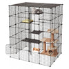 VEVOR Cat Cage 5-Tier 55"x40.98"x68.98" DIY Cat Playpen Indoor Enclosure, Detachable Metal Wire Kennel Crate with 5 Doors, Large Exercise Place Ideal for 2-3 Cats, Kittens and Small Animals, Black