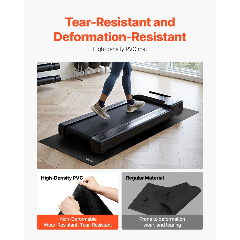 VEVOR Treadmill Mat for Carpet Floor, 1/4" Thick, 36" x 72" Exercise Equipment Mat for Treadmills, Elliptical, Rowing Machine, High Density PVC Floor Protector, Waterproof and Non-slip for Home Gym
