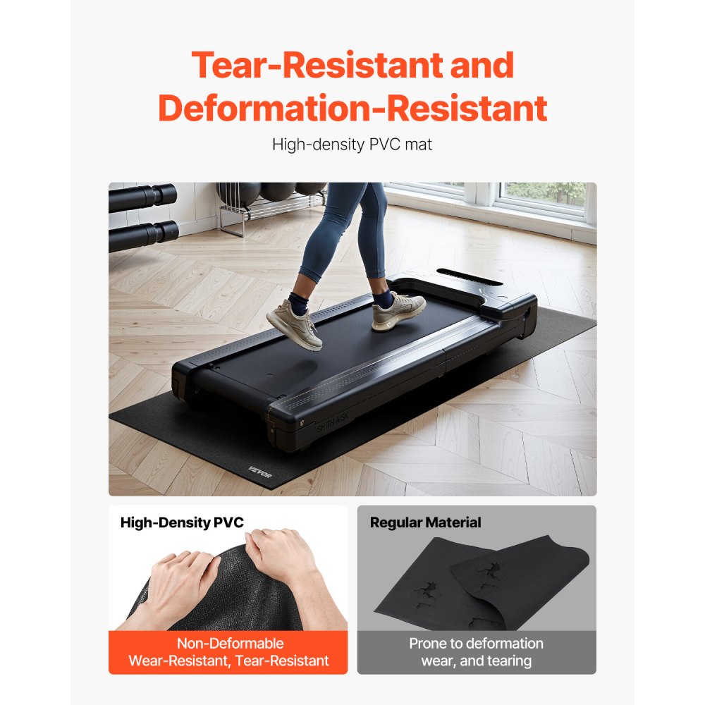 VEVOR Treadmill Mat for Carpet Floor, 35.5" x 78.7" x 0.16" Exercise Equipment Mat for Treadmills, Elliptical, Rowing Machine, High Density PVC Floor Protector, Waterproof and Non-slip for Home Gym