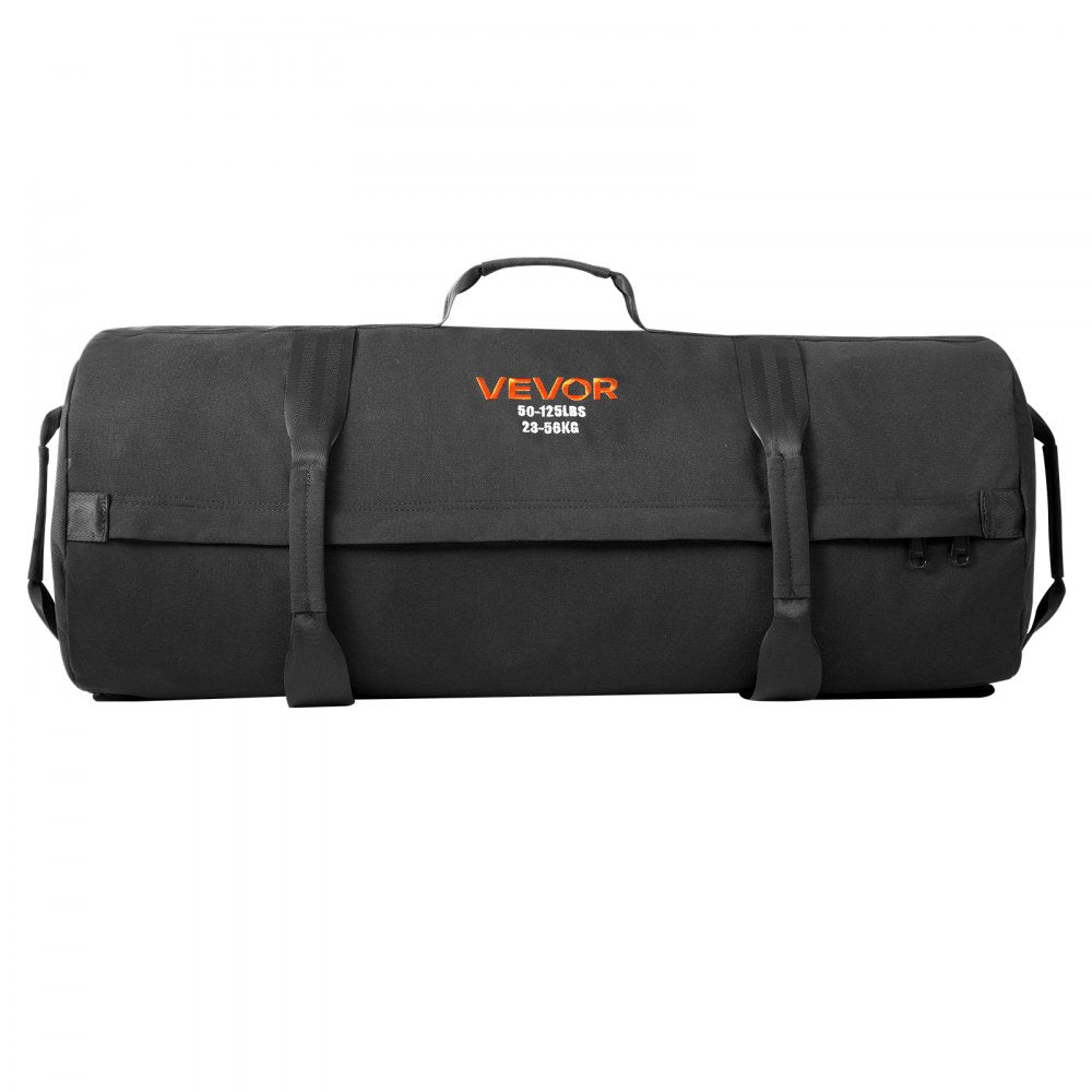 VEVOR Workout Sandbag, Heavy Duty Workout Power Bags with Handles, 50-125 lbs Adjustable Slam Bag for Fitness Strength Weight Training Cross-Training, Home Gym Exercise, Black (Unfilled)