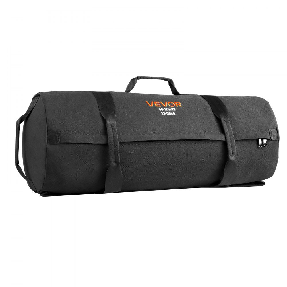 VEVOR Workout Sandbag, Heavy Duty Workout Power Bags with Handles, 50-125 lbs Adjustable Slam Bag for Fitness Strength Weight Training Cross-Training, Home Gym Exercise, Black (Unfilled)