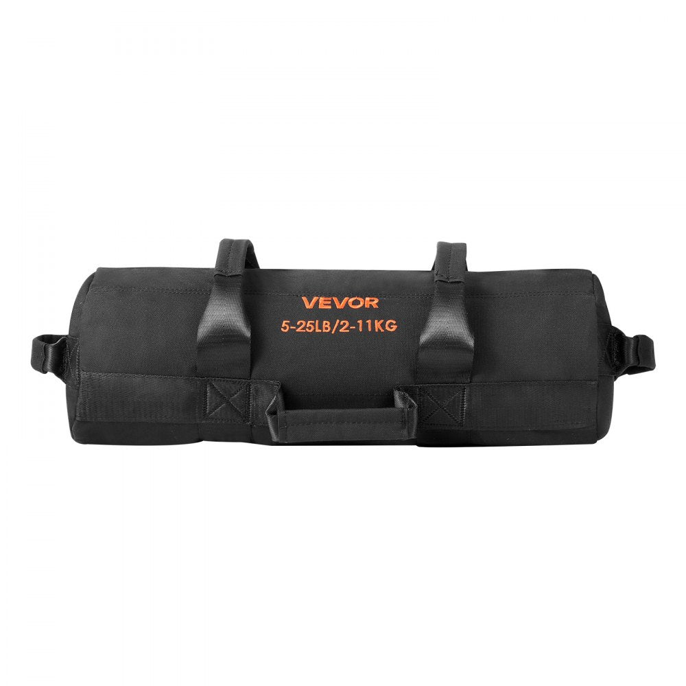VEVOR Workout Sandbag, Heavy Duty Workout Power Bags with Handles, 5-25 lbs Adjustable Slam Bag for Fitness Strength Weight Training Cross-Training, Home Gym Exercise, Black (Unfilled)