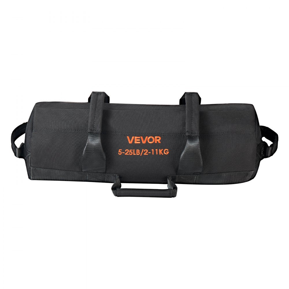 VEVOR Workout Sandbag, Heavy Duty Workout Power Bags with Handles, 5-25 lbs Adjustable Slam Bag for Fitness Strength Weight Training Cross-Training, Home Gym Exercise, Black (Unfilled)