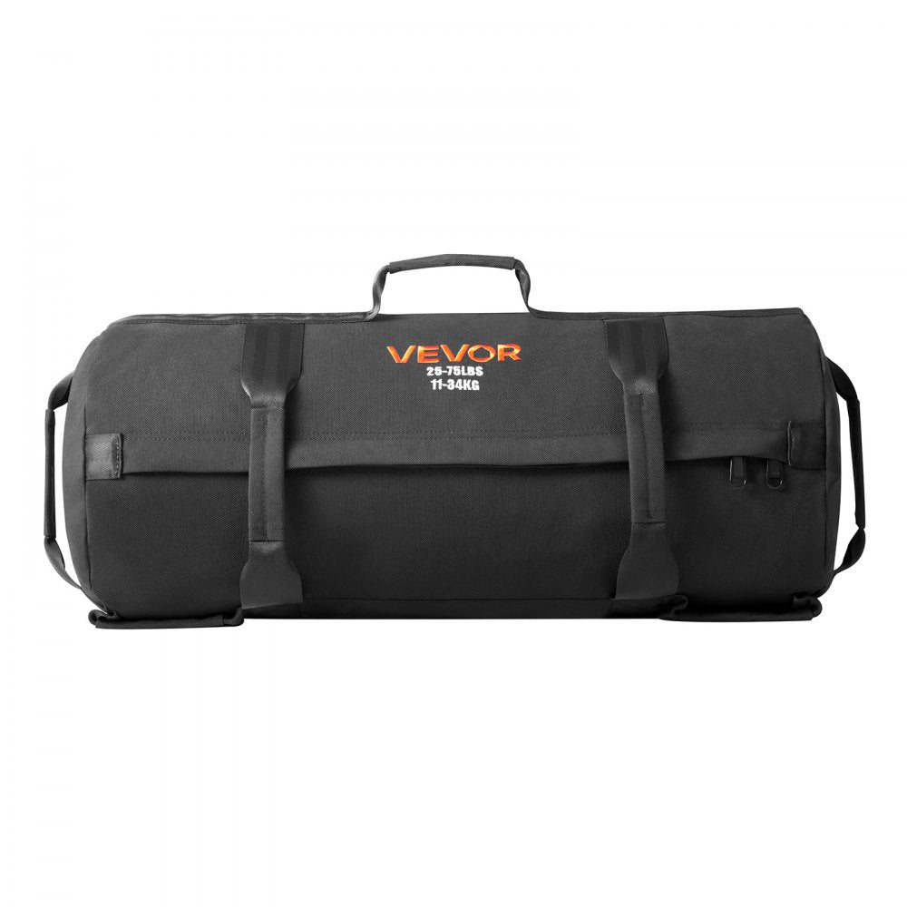 VEVOR Workout Sandbag, Heavy Duty Workout Power Bags with Handles, 25-75 lbs Adjustable Slam Bag for Fitness Strength Weight Training Cross-Training, Home Gym Exercise, Black (Unfilled)
