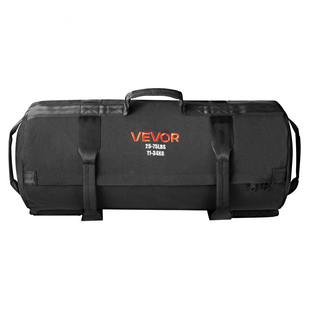VEVOR Workout Sandbag, Heavy Duty Workout Power Bags with Handles, 25-75 lbs Adjustable Slam Bag for Fitness Strength Weight Training Cross-Training, Home Gym Exercise, Black (Unfilled)