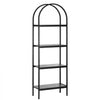 VEVOR Open Bookshelf, 4-Tier, Arched Bookcase Storage Shelves with Metal Frame, Industrial Metal Book Organizer, Freestanding Display Rack Tall Shelving Unit, for Office, Bedroom, Living Room, Black