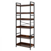 VEVOR Industrial Bookshelf, 6-Tier, Vintage Ladder Shelf Bookshelves and Bookcases, with Metal Frame, Book Organizer with Open Shelves, for Living Room, Bedroom, Kitchen, Home Office, Rustics Brown