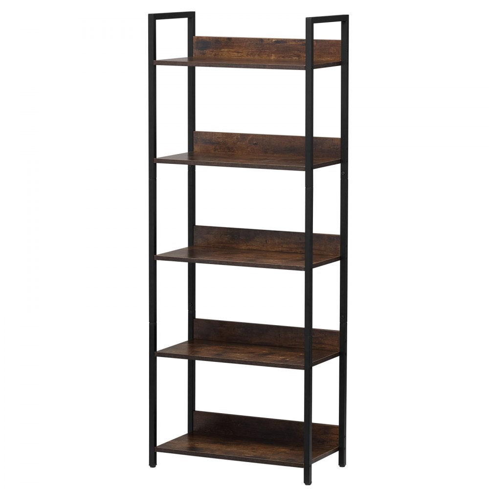 VEVOR Metal Bookshelf, 5-Tier Tall Industrial Bookshelf, Rustic Display Vintage Storage Bookcase with Open Shelves, Freestanding Display Shelving Unit Storage Rack, for Living room, Bedroom & Office
