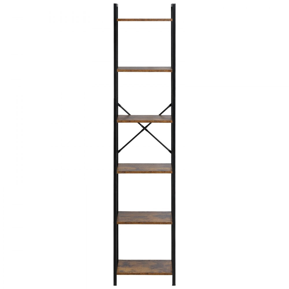 VEVOR Metal Bookshelf, 6-Tier Industrial Bookcase, Tall Narrow Rustic Vintage Storage Bookshelf with Open Shelves, Freestanding Display Shelving Unit Storage Rack, for Living room, Bedroom & Office