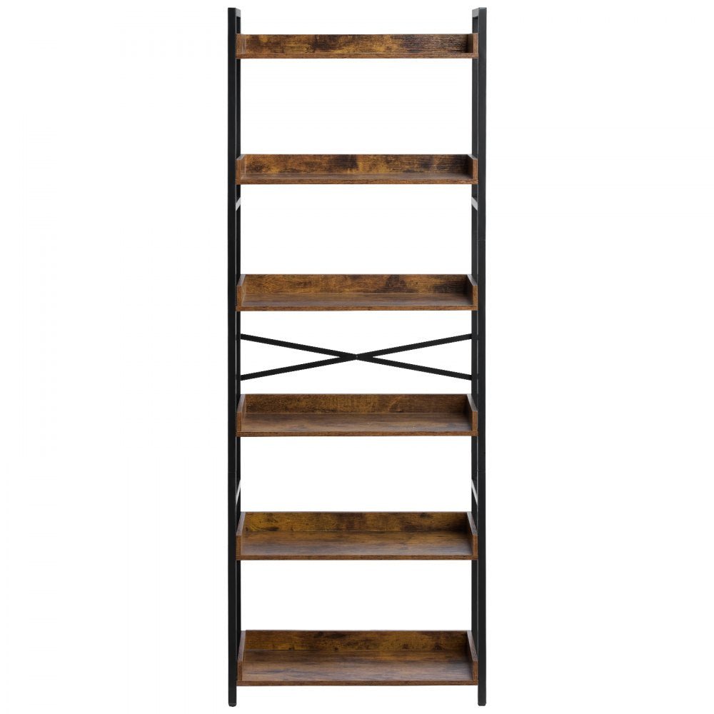 VEVOR Metal Bookshelf, 6-Tier Industrial Bookshelf, Tall Wide Rustic Vintage Storage Bookcase with Open Shelves, Freestanding Display Shelving Unit Storage Rack, for Living room, Bedroom & Office