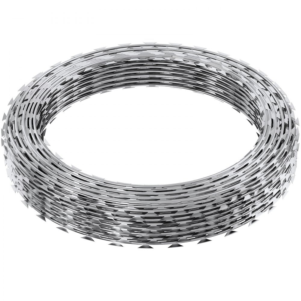 VEVOR Razor Wires, 147 ft Razor Barbed Wire, 3 Rolls Razor Wire Fencing Razor Fence, Razor Ribbon Barbed Wire Galvanized Razor Wire Fence, Rolls Razor for Garden